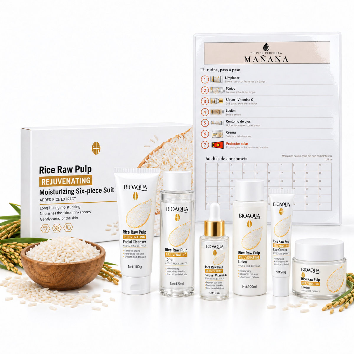Kit Cuidado Facial BioAqua + Tracker Físico 60 Días | Constancia Garantizada