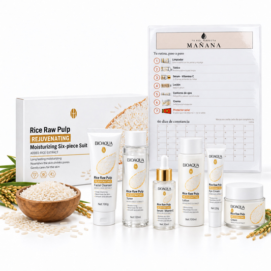 Kit Cuidado Facial BioAqua Arroz + Tracker Físico 60 Días | Constancia Garantizada