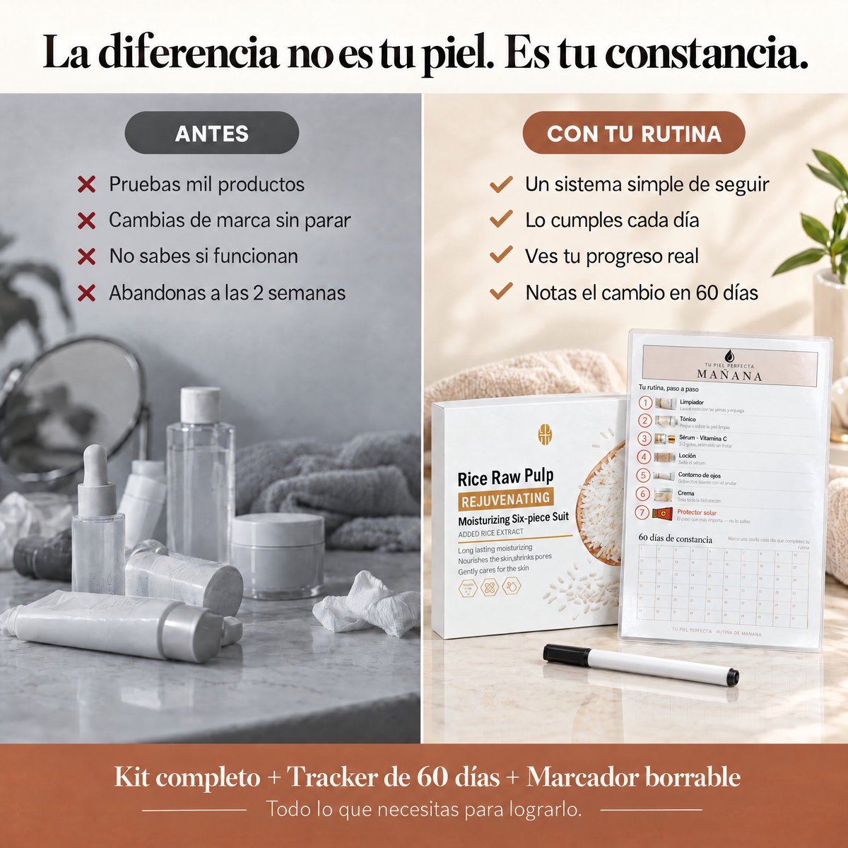 Kit Cuidado Facial BioAqua + Tracker Físico 60 Días | Constancia Garantizada